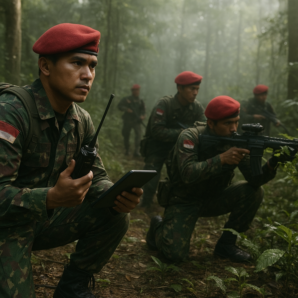Kopassus Simulasi Penyergapan Tim Gerak Cepat di Hutan Papua