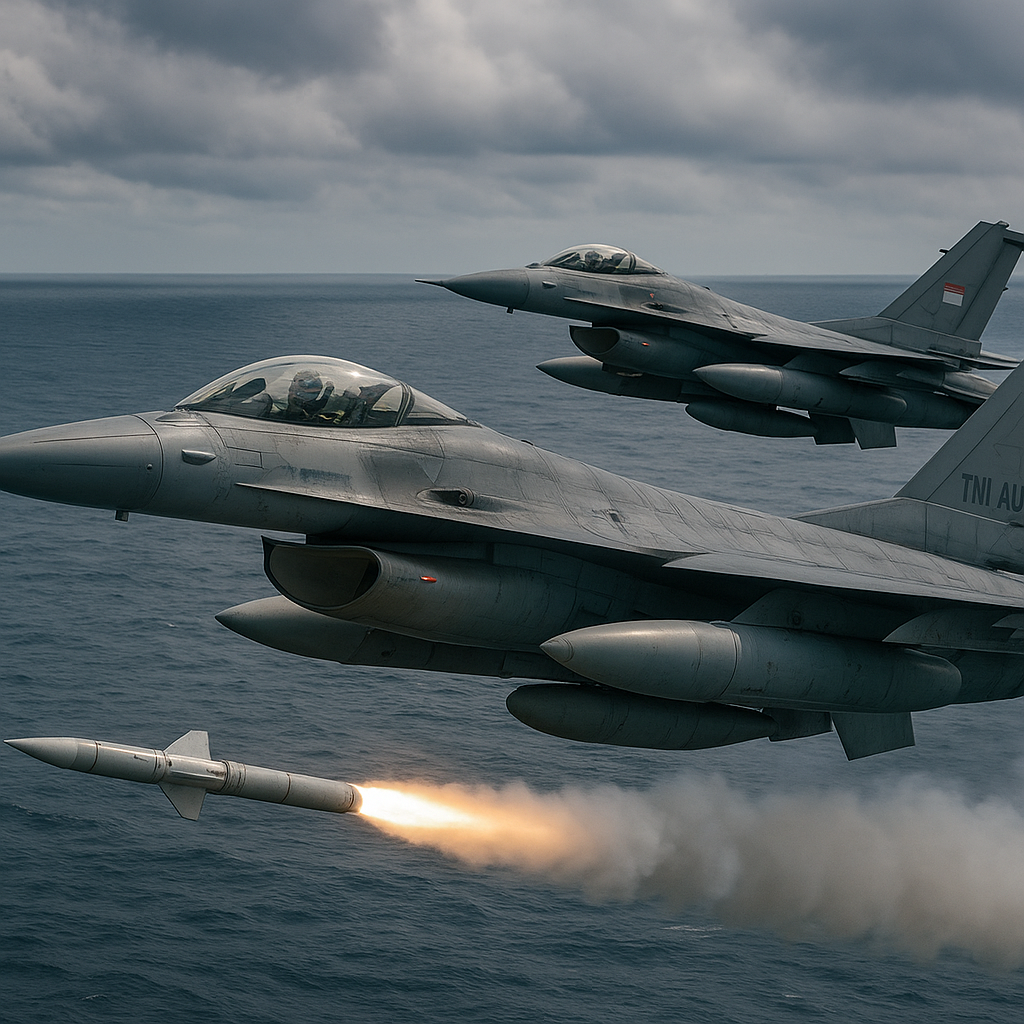 Penerbangan TNI AU Latihan Penembakan Rudal Anti Radar di Atas Laut