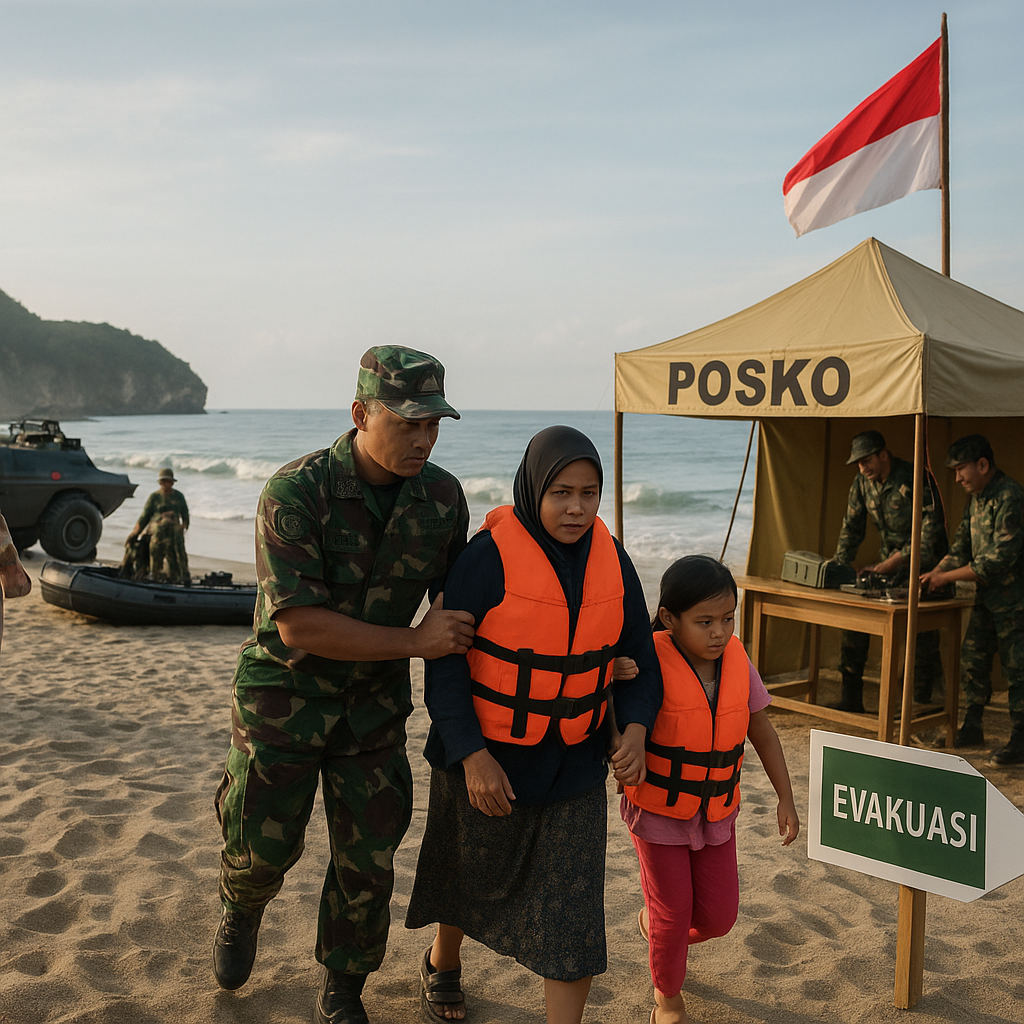 TNI AL Latih Respons Cepat Bencana Tsunami di Pacitan dengan Simulasi Terpadu