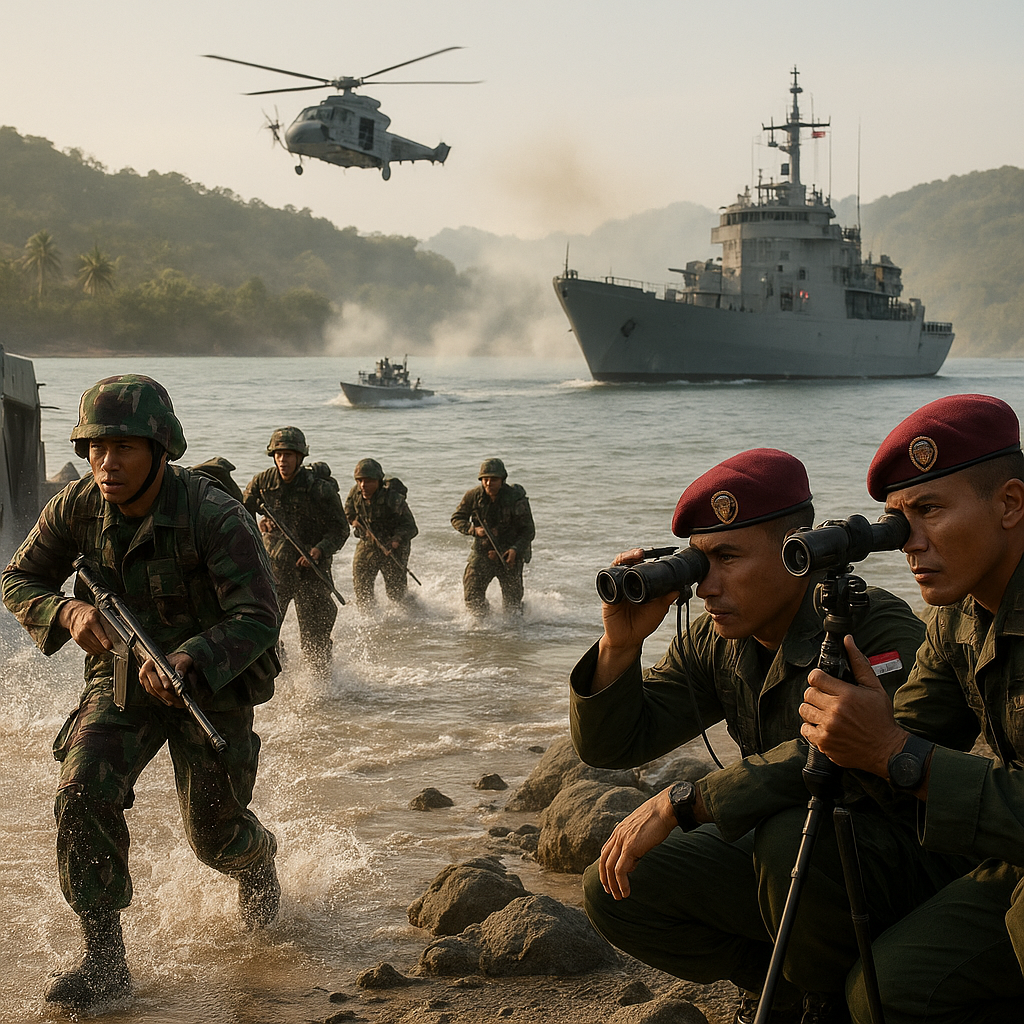 Latihan Terintegrasi Kopassus dan Marinir dalam Operasi Amphibi