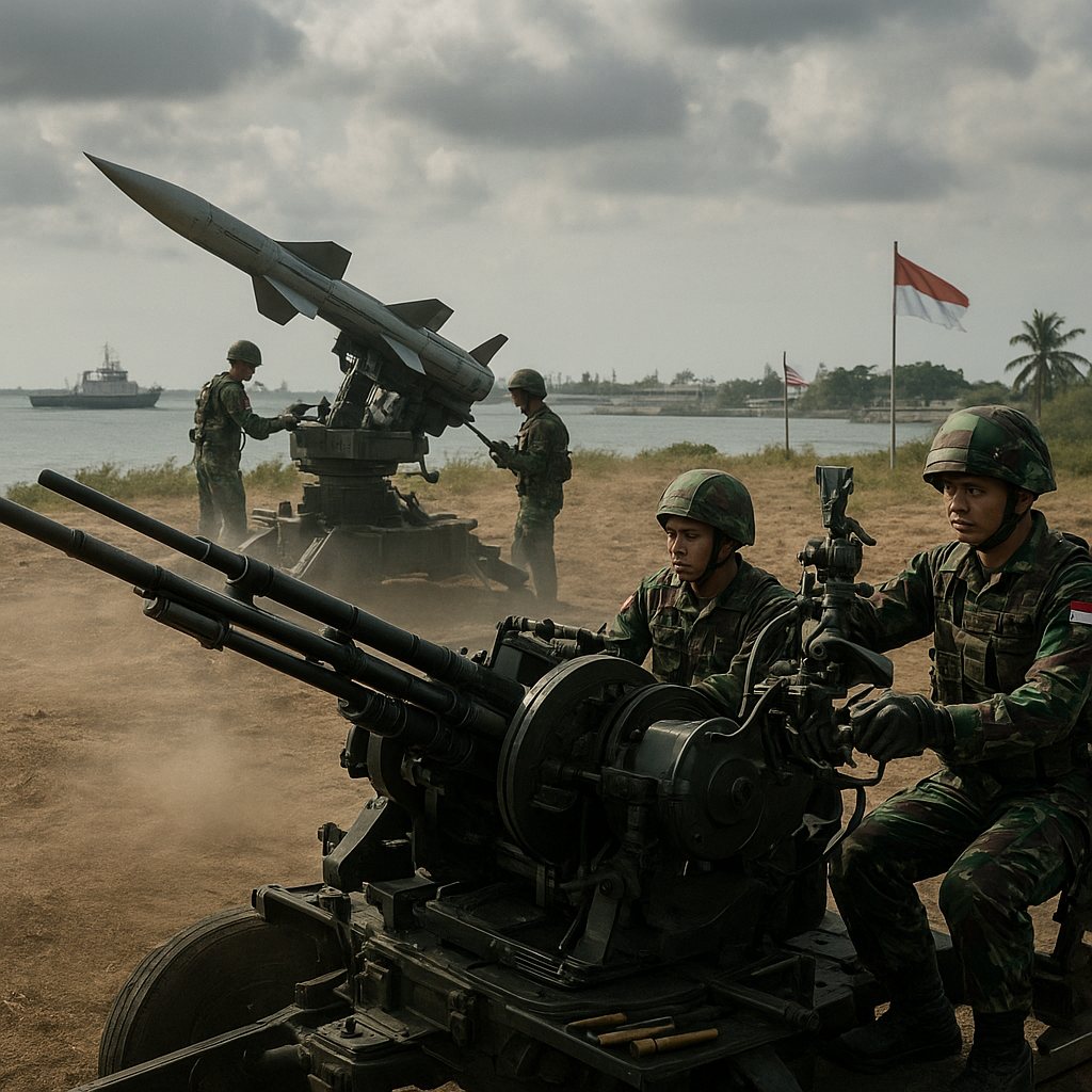 TNI AD Latihan Pertahanan Area dengan Sistem Rudal Rapier dan Oerlikon di Batam
