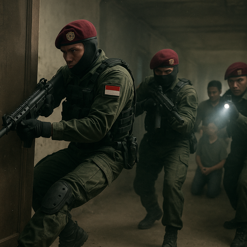 Satuan Kopassus Gelar Latihan Pembebasan Sandera dengan Metode Dynamic Entry