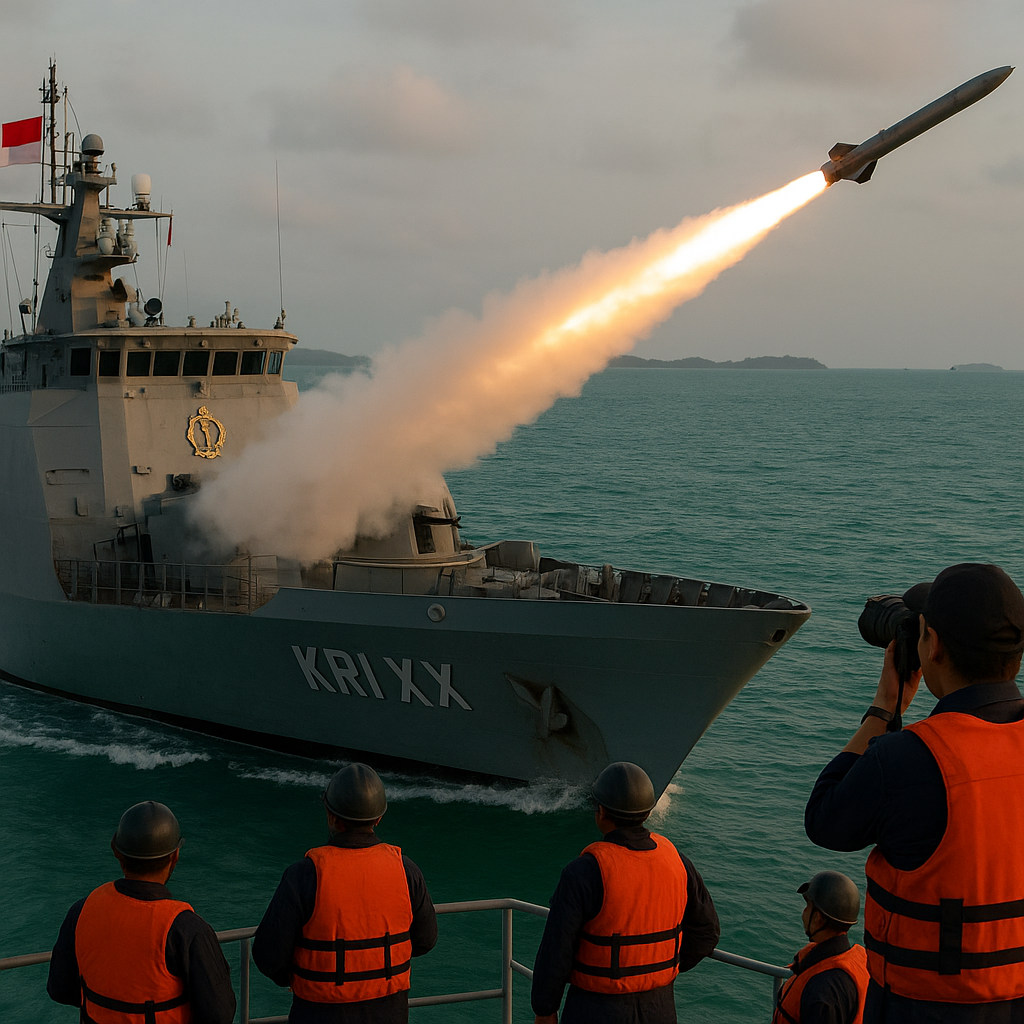 Latihan Simulasi Penembakan Rudal oleh Kapal Perang TNI AL di Perairan Natuna