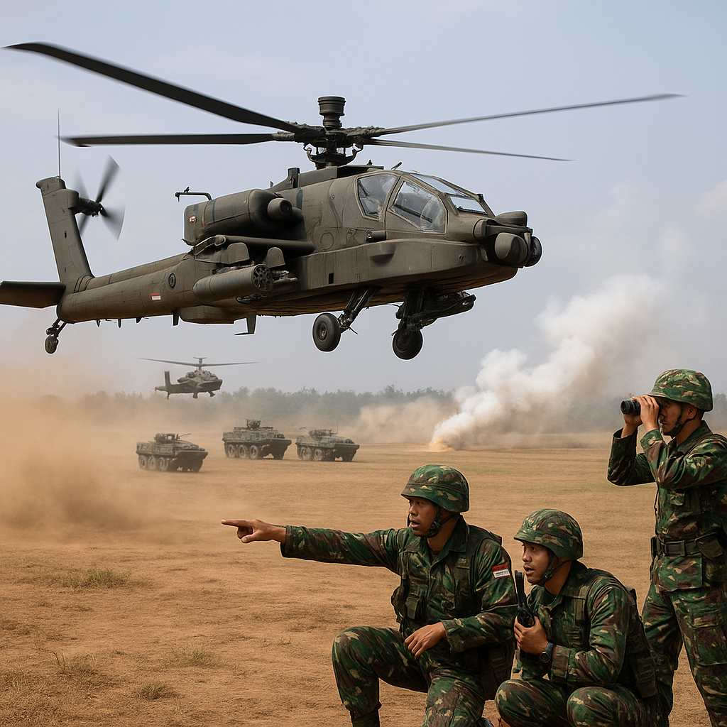 Penerbad Kerahkan Heli Apache dalam Latihan Serangan Udara-Darat Terkoordinasi di Baturaja