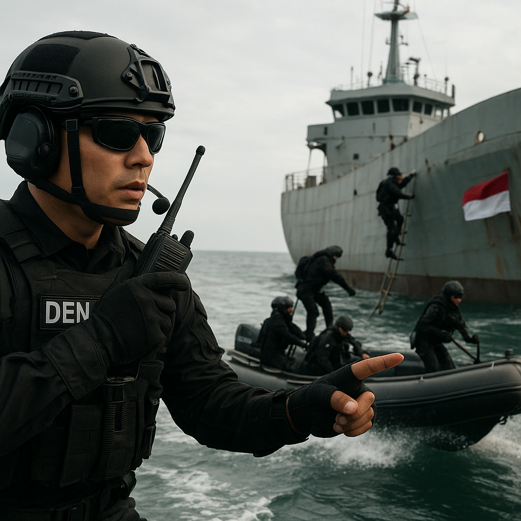 Denjaka Latih Teknik VBSS di Kapal Bergerak untuk Antisipasi Ancaman Laut