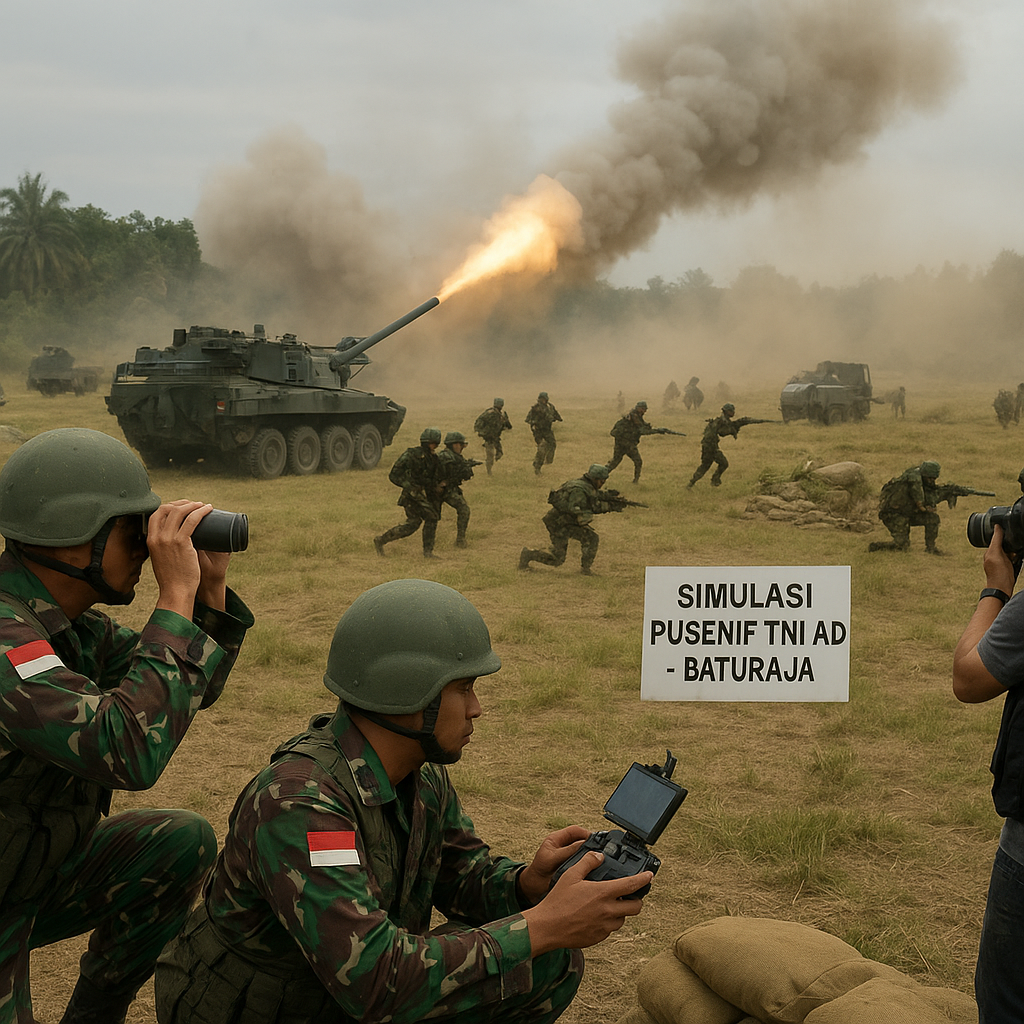 Pusenif TNI AD Gelar Simulasi Taktik Serangan Senjata Berat Terpadu di Baturaja
