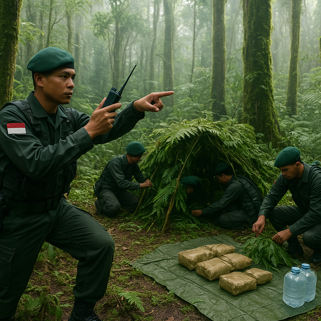 Kopassus Gelar Latihan Pemantapan Markas Gerilya di Hutan TNGGP