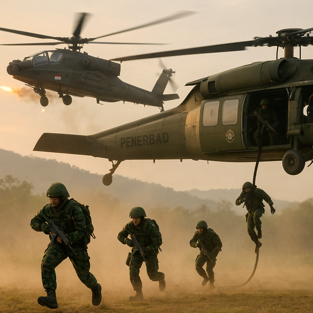 Penerbad Uji Coba Taktik Air Assault dengan Helikopter Serang Apache