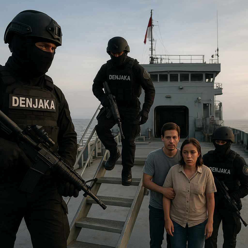 Denjaka TNI AL Latihan Pembebasan Sandera di Kapal (VBSS)