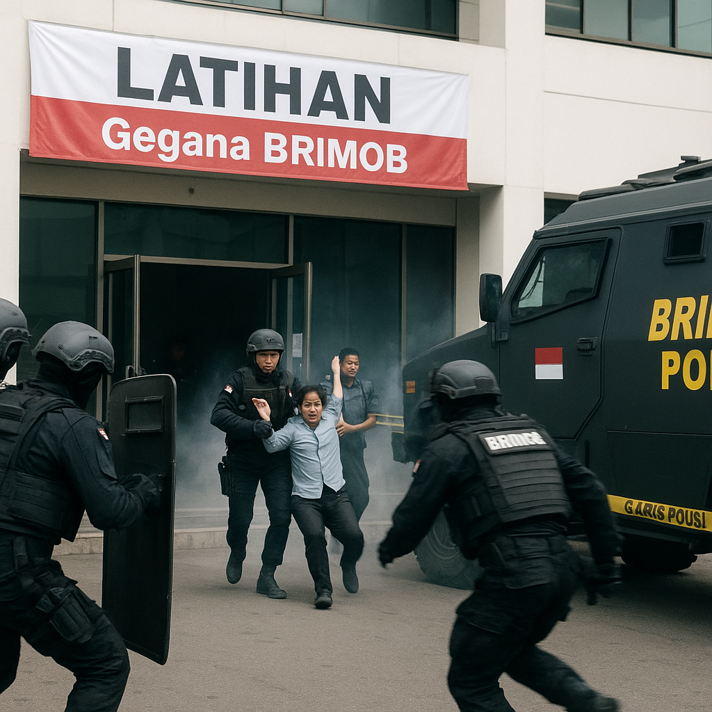 Brimob Polri Latihan Kontra-Teror dengan Metode Hostage Rescue di Gedung