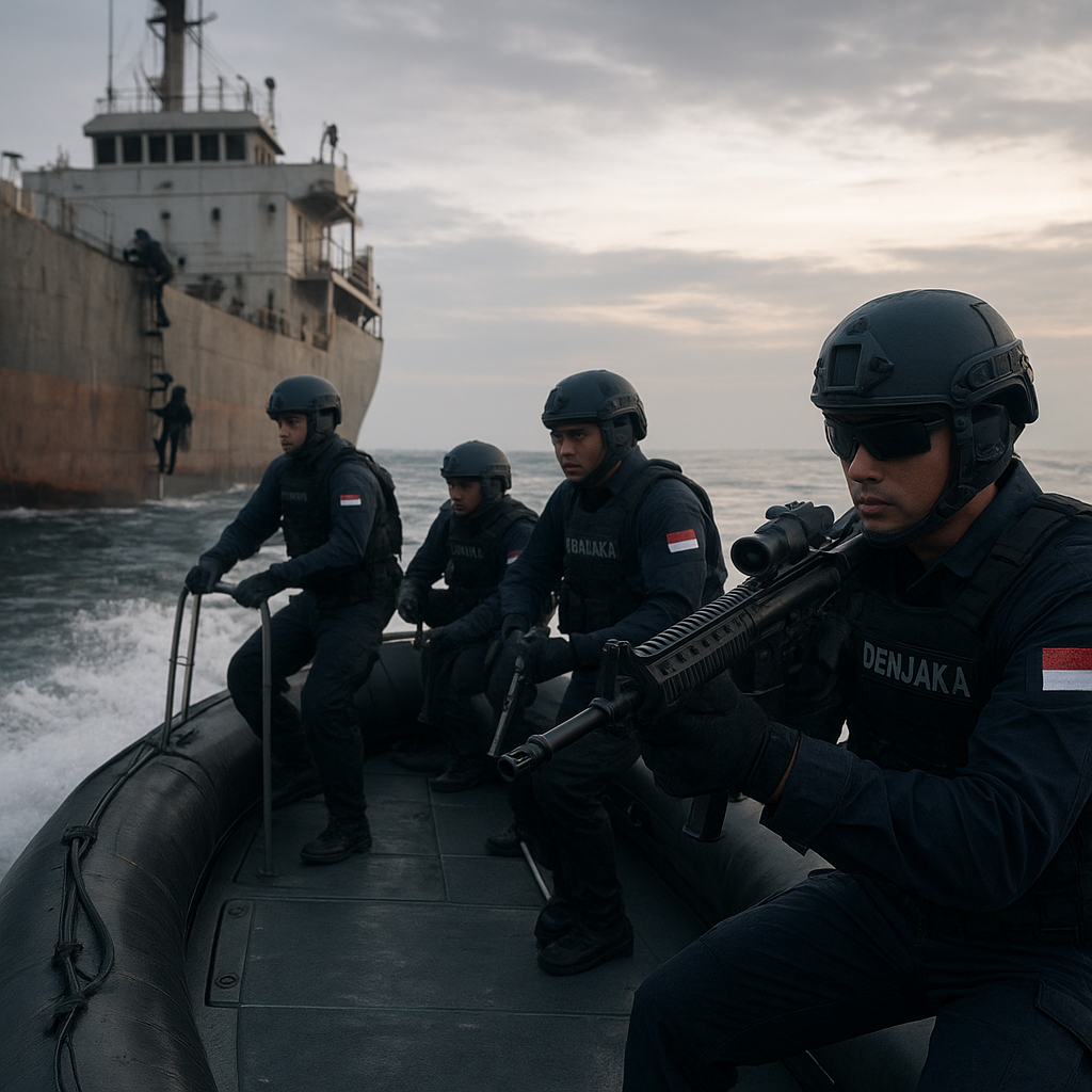 Denjaka TNI AL Latihan Visit, Board, Search, and Seizure di Laut Lepas