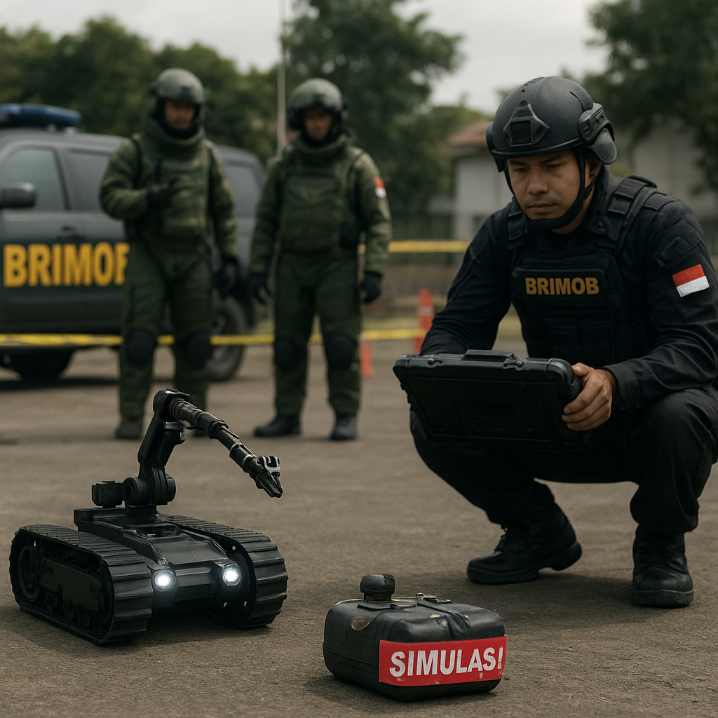 Brimob Gegana Latih Penanganan Improvised Explosive Device (IED) dengan Robotic EOD