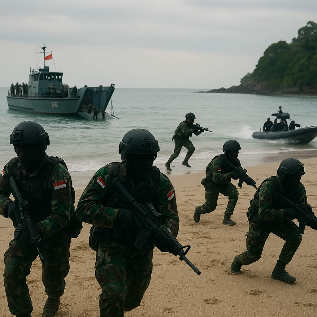 Korps Marinir Latih Prosedur Amphibious Raid di Pulau Terpencil Natuna