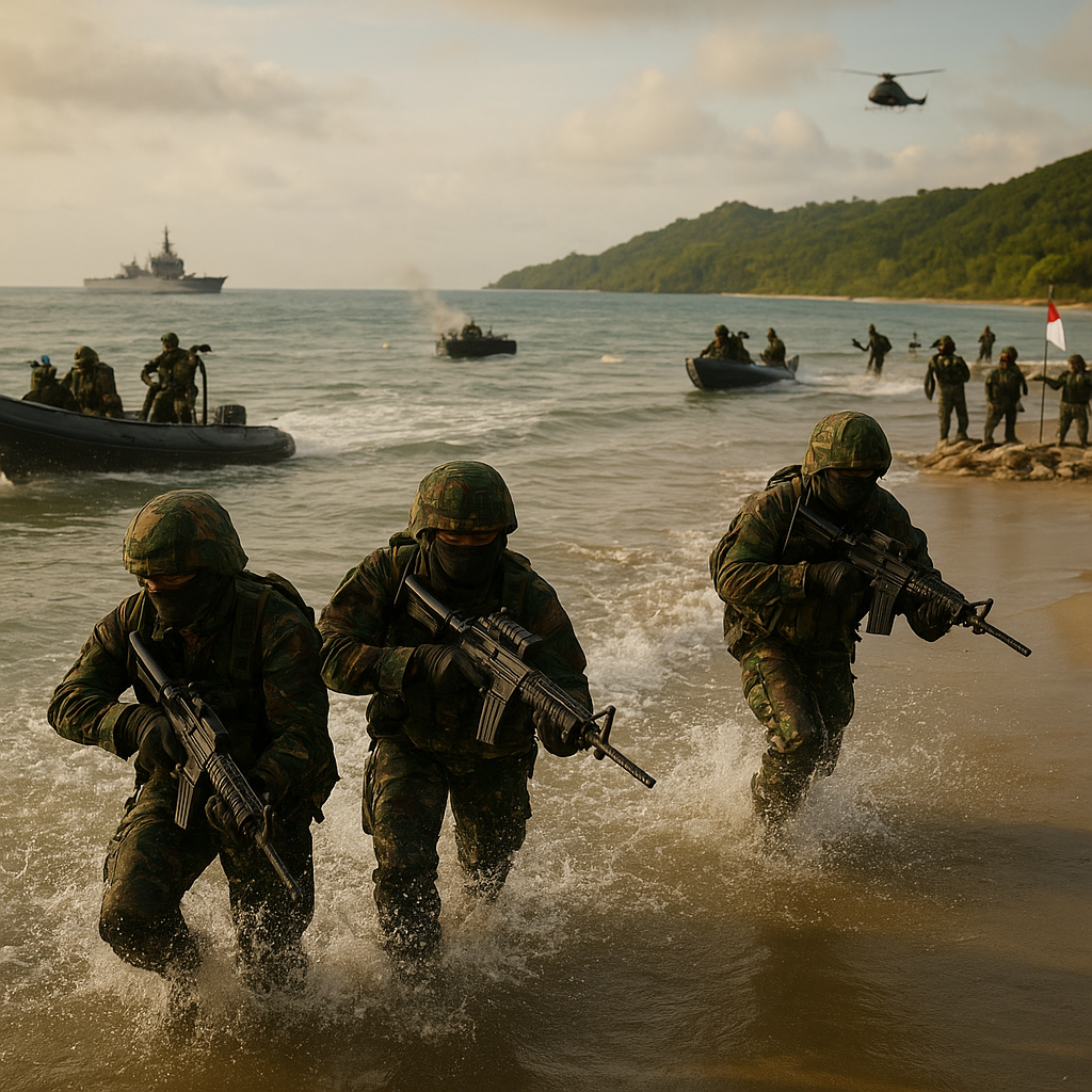 Korps Marinir Latihan Amfibi Raid 'Pendadaran Pantai' di Teluk Cenderawasih