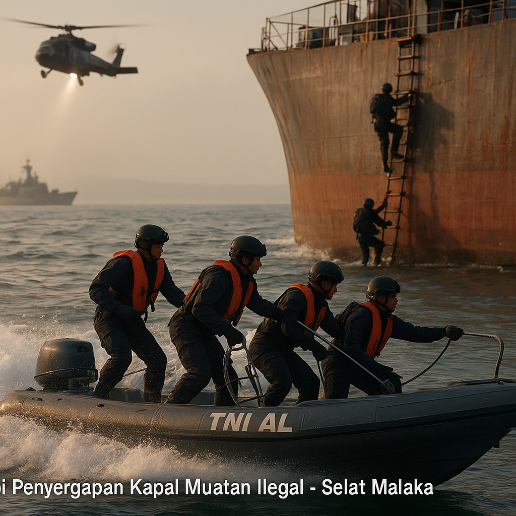 AL Gelar Simulasi Penyergapan Kapal Muatan Ilegal di Selat Malaka