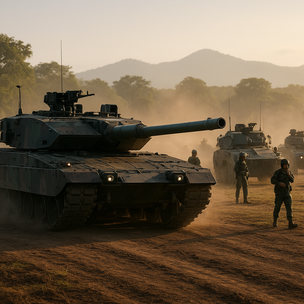 Latihan Kombinasi Ranpur Anoa dan Tank Leopard dalam Formasi Jauh Pandang