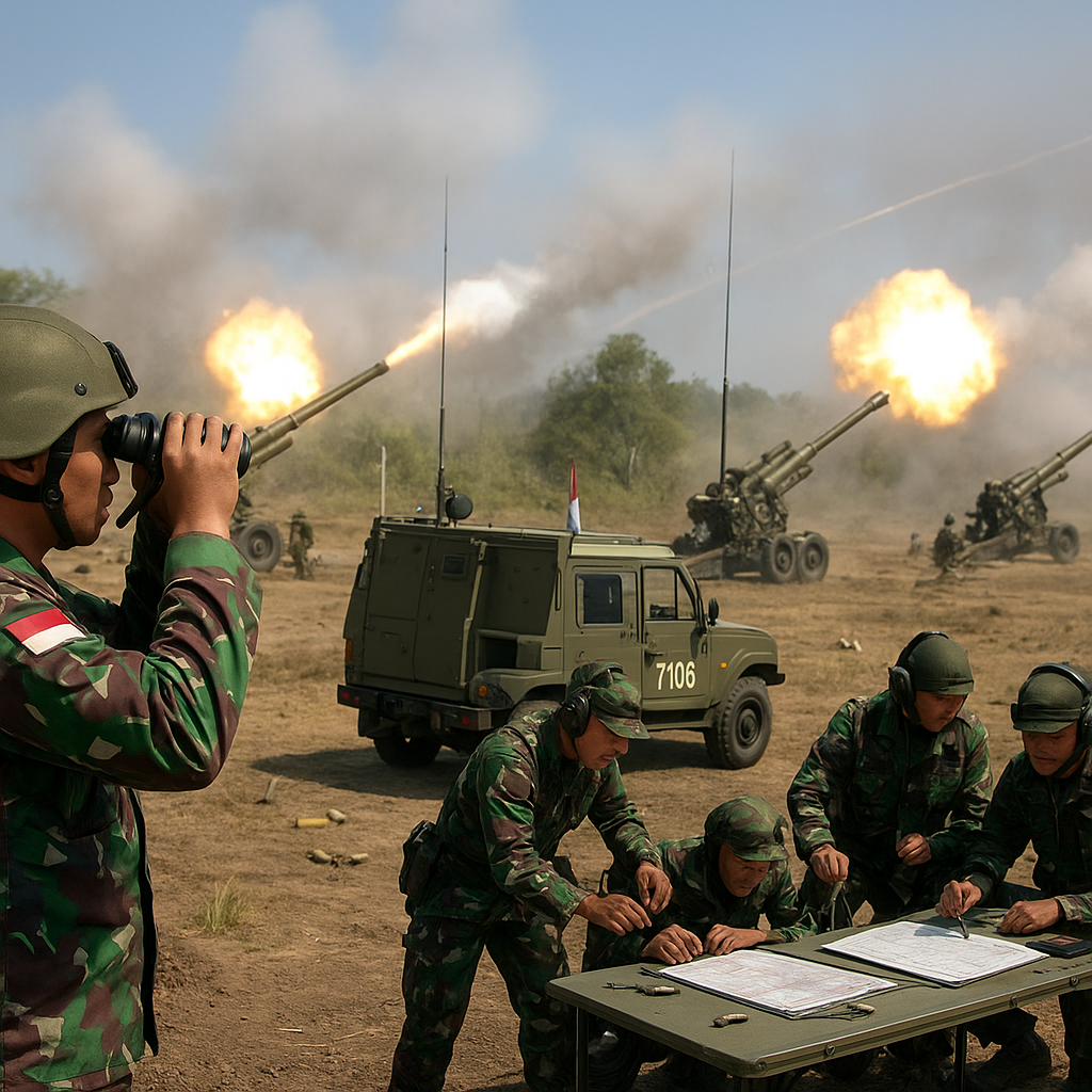 Pusat Pendidikan Artileri Medan Kodiklatad Gelar Latihan Penembakan Serempak Battery Howitzer