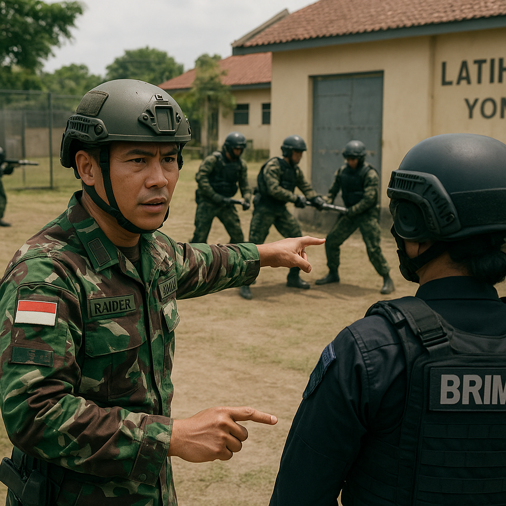 Yonif Raider 300 Ajarkan Teknik Breaching Kepada Brimob