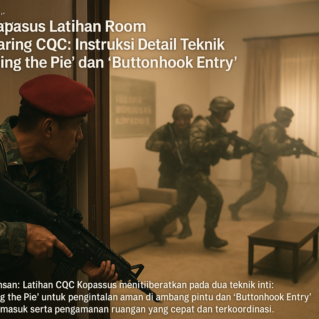 Kopassus Latihan Room Clearing CQC: Instruksi Detail Teknik 'Slicing the Pie' dan 'Buttonhook Entry'