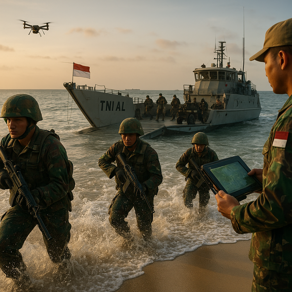 TNI AL Latihan Operasi Amphibi dengan Metode Beach Landing