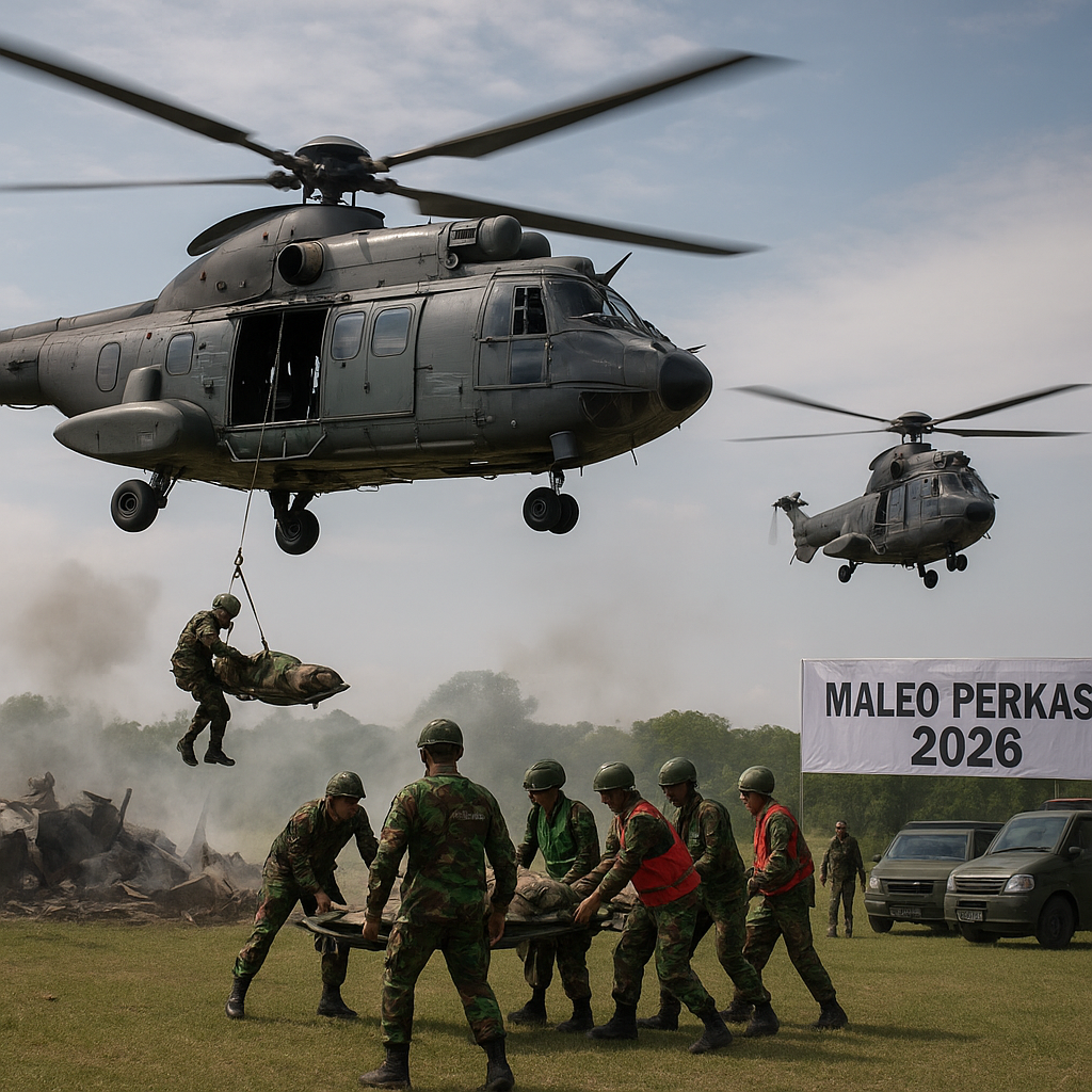Skema Taktis Evakuasi Medis Udara (MEDEVAC) dan Penanganan Kecelakaan Pesawat dalam Latihan Maleo Perkasa 2026