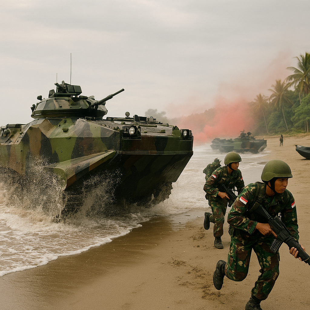 Simulasi Penyerbuan Pantai oleh Batalyon Intai Amfibi Marinir TNI AL