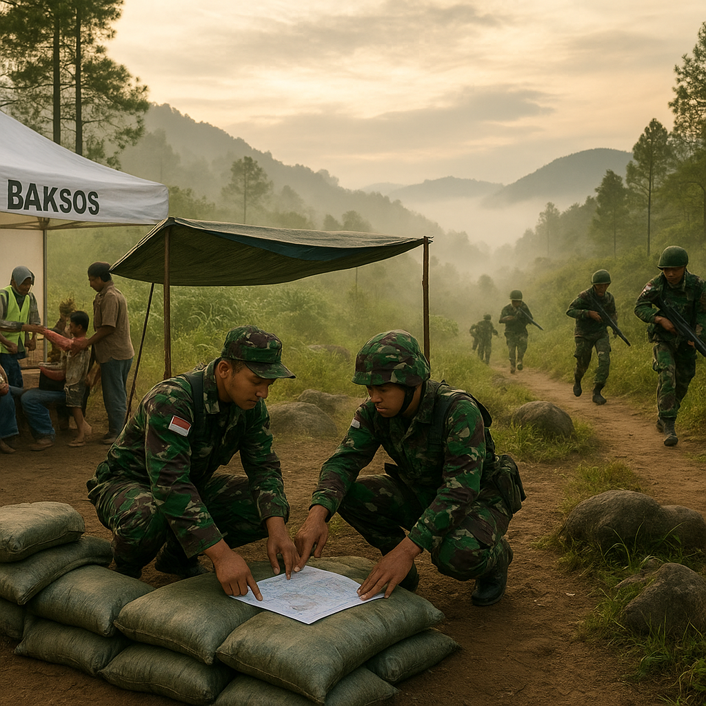 Satangair Pusbekangad Adakan Latihan Taktis di Gunung Bunder Sekaligus Baksos