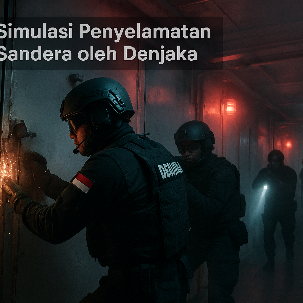 Simulasi Penyelamatan Sandera oleh Denjaka: Teknik Breaching dan Room Clearing di Kapal yang Dibajak