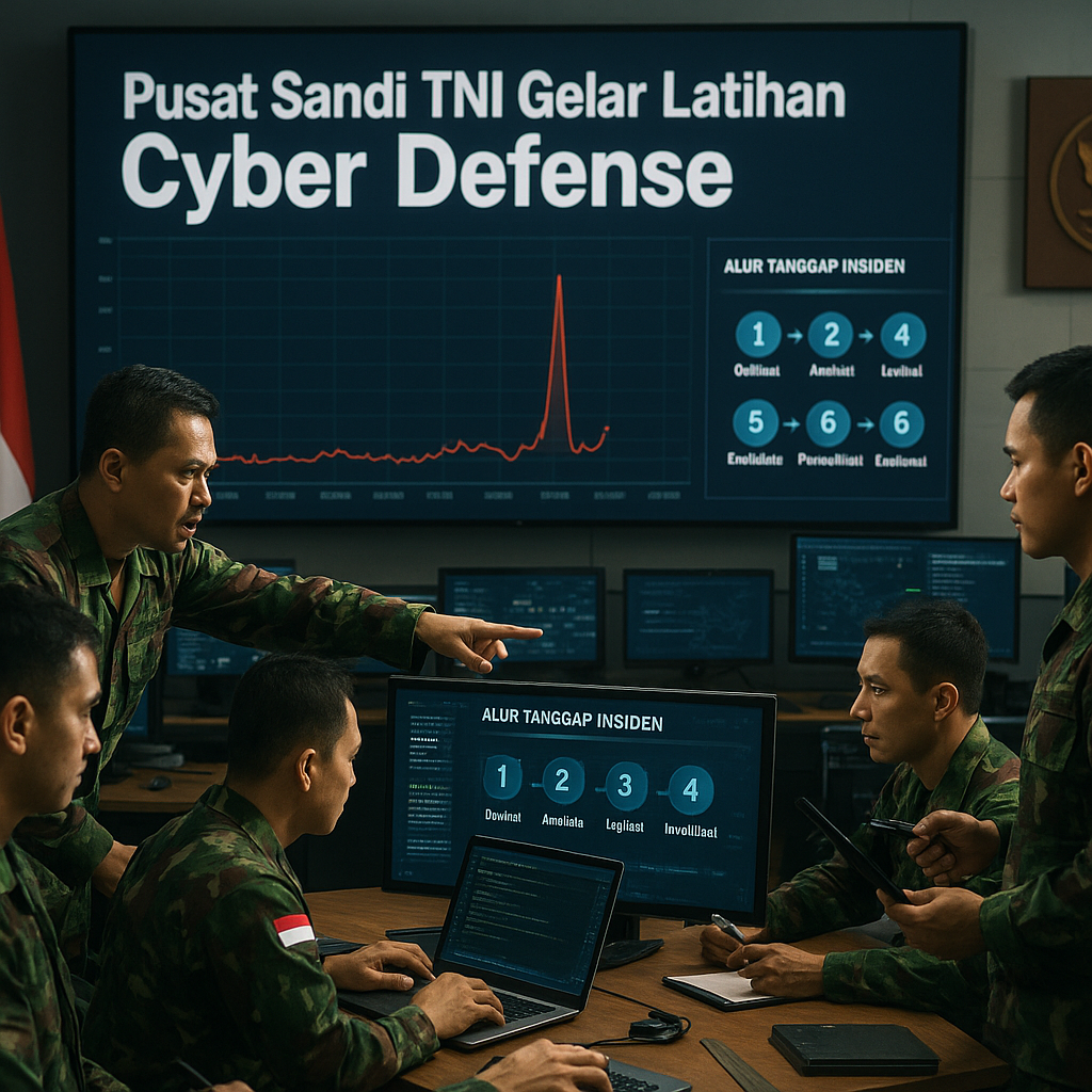 Pusat Sandi TNI Gelar Latihan Cyber Defense: Prosedur Tanggap Insiden dan Mitigasi Serangan DDoS terhadap Sistem Komando
