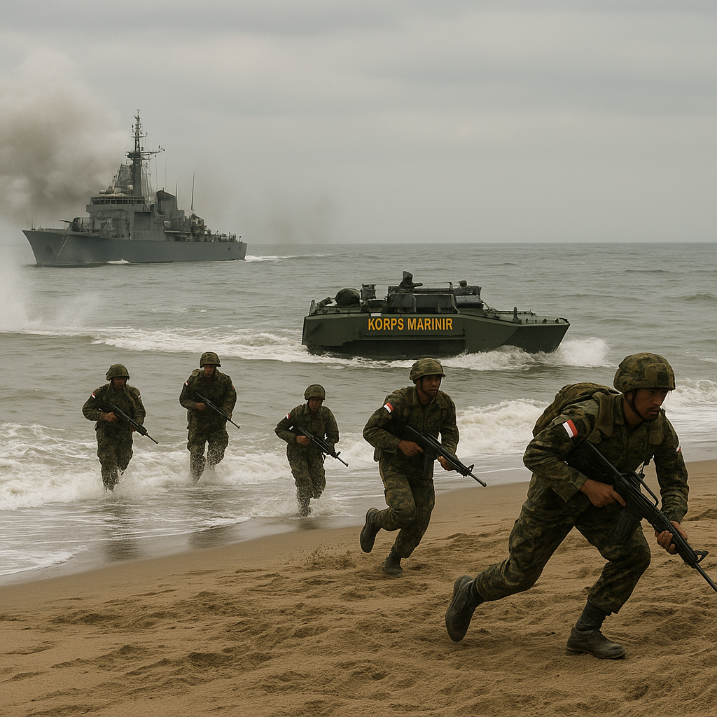 Latihan Marinir: Teknik Amphibious Landing dan Pembentukan Beachhead di Pantai Berpasir Sulit