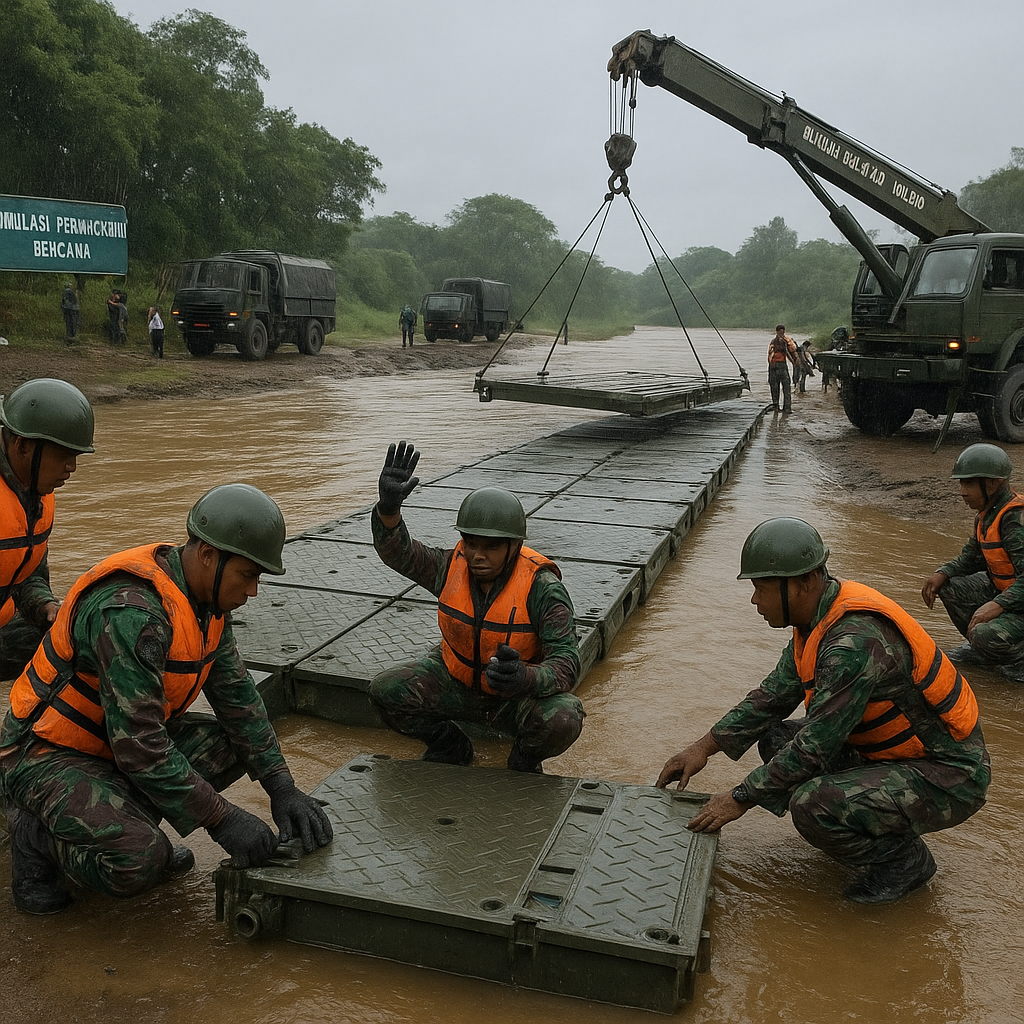 Simulasi Penanganan Bencana oleh Batalyon Zeni TNI AD: Fokus pada Rapid Bridge Deployment
