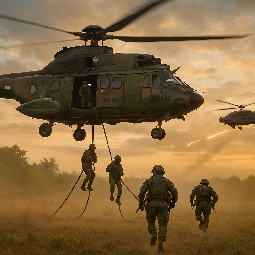 Puspenerbad Gelar Latihan Serbu Udara dengan Heli Apache dan Super Puma