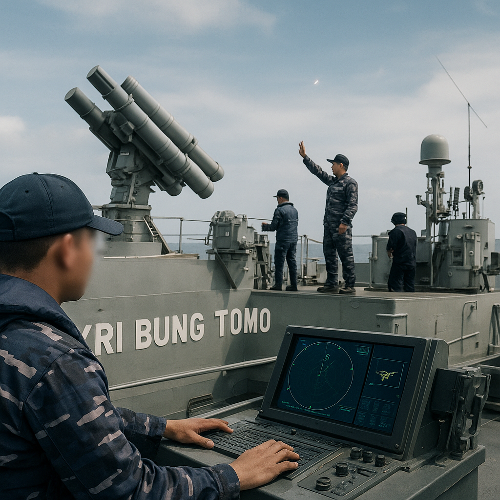 Denjasa TNI AL Latih Prosedur Anti-Air Warfare di KRI Bung Tomo