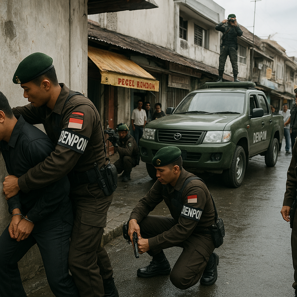 Simulasi Penangkapan Intelijen Musuh oleh Denpom TNI AD di Wilayah Perkotaan