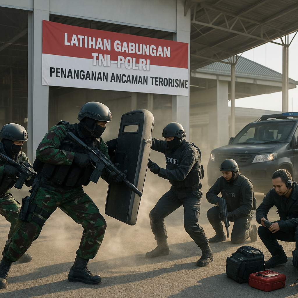 Latihan Tempur Gabungan TNI-Polri: Penanganan Ancaman Terorisme di Kawasan Vital