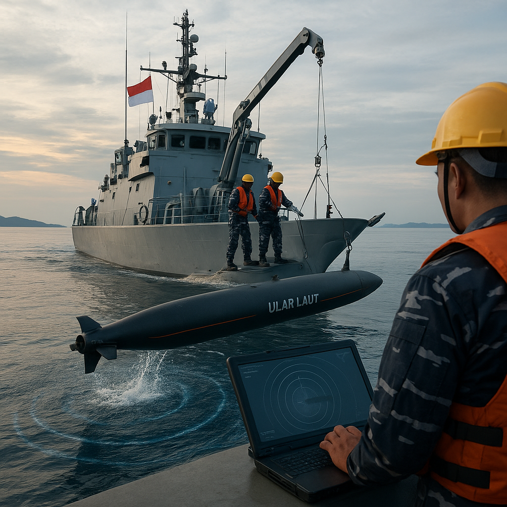 TNI AL Latihan Operasi Bawah Laut di Laut Natuna dengan Drone ASW Baru