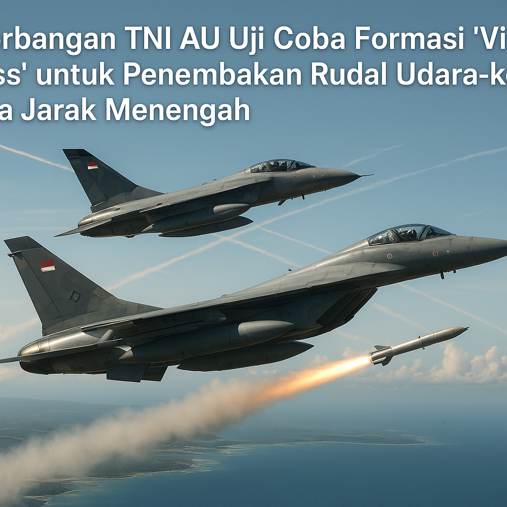 Penerbangan TNI AU Uji Coba Formasi 'Vic Cross' untuk Penembakan Rudal Udara-ke-Udara Jarak Menengah