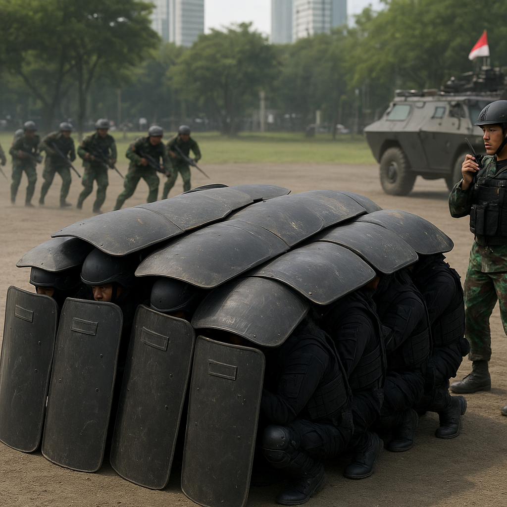 Kodam Jaya Latihan Pengendalian Massa dengan Formasi 'Tortoise Shell' dan 'Wedge' Terkini