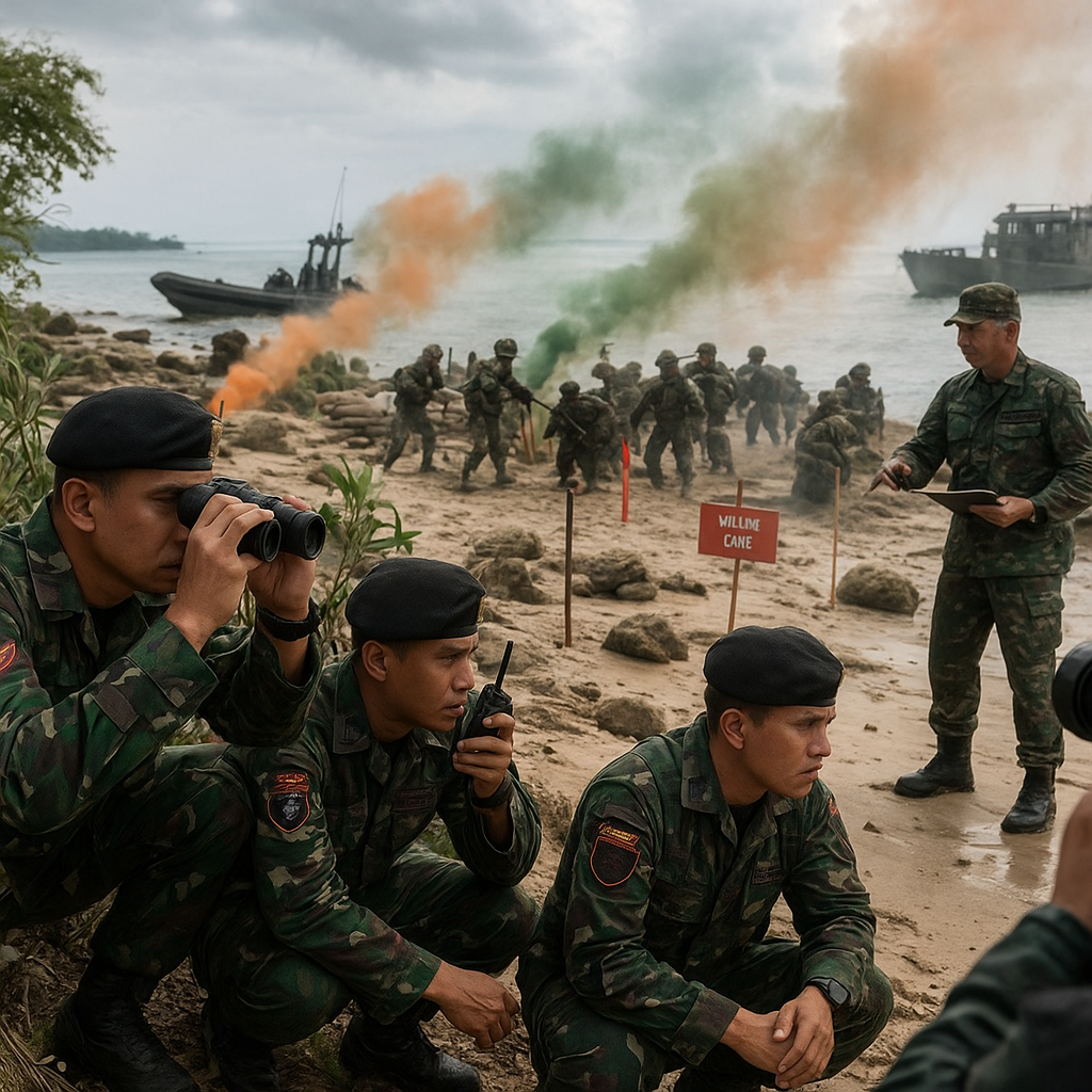 Simulasi Pertahanan Pulau Terpencil oleh Batalyon Raider di Pulau Nipa