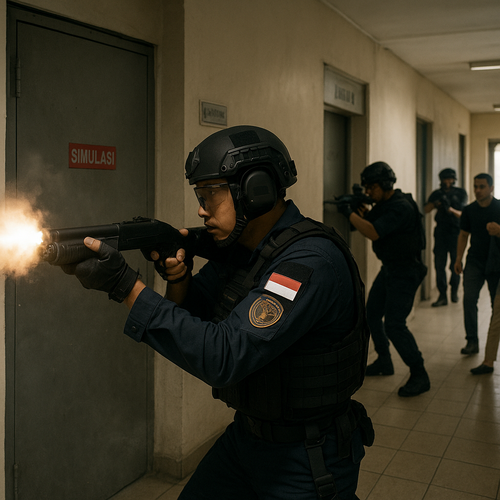 Denjaka Latih Taktic Breaching dan Hostage Rescue dalam Simulasi Gedung Bertingkat