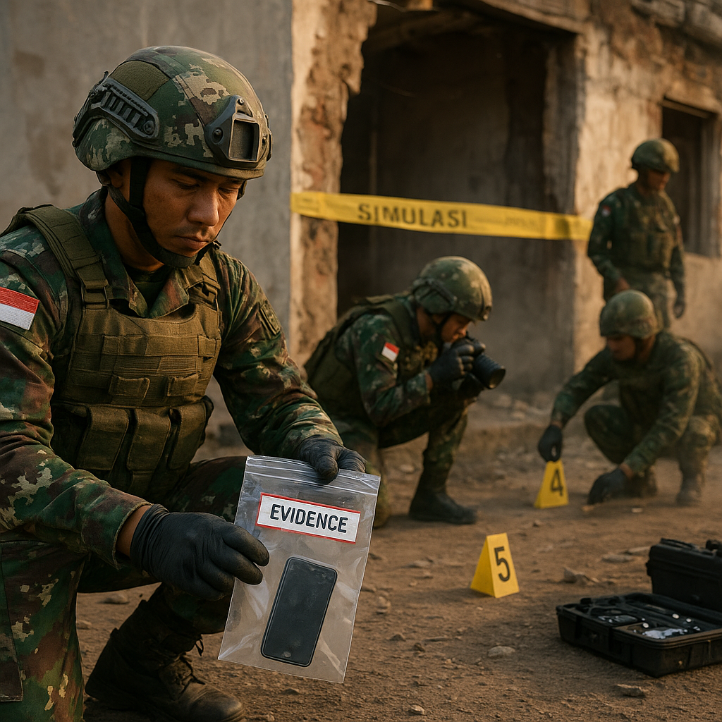 Satgas Yonif 125/Simbisa Latih Tactical Site Exploitation di Area Konflik Simulasi