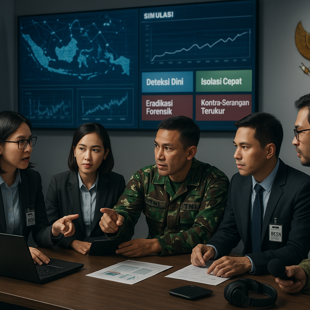 Simulasi Penangkalan Serangan Siber Terhadap Infrastruktur Kritis Pertahanan oleh BSSN dan TNI