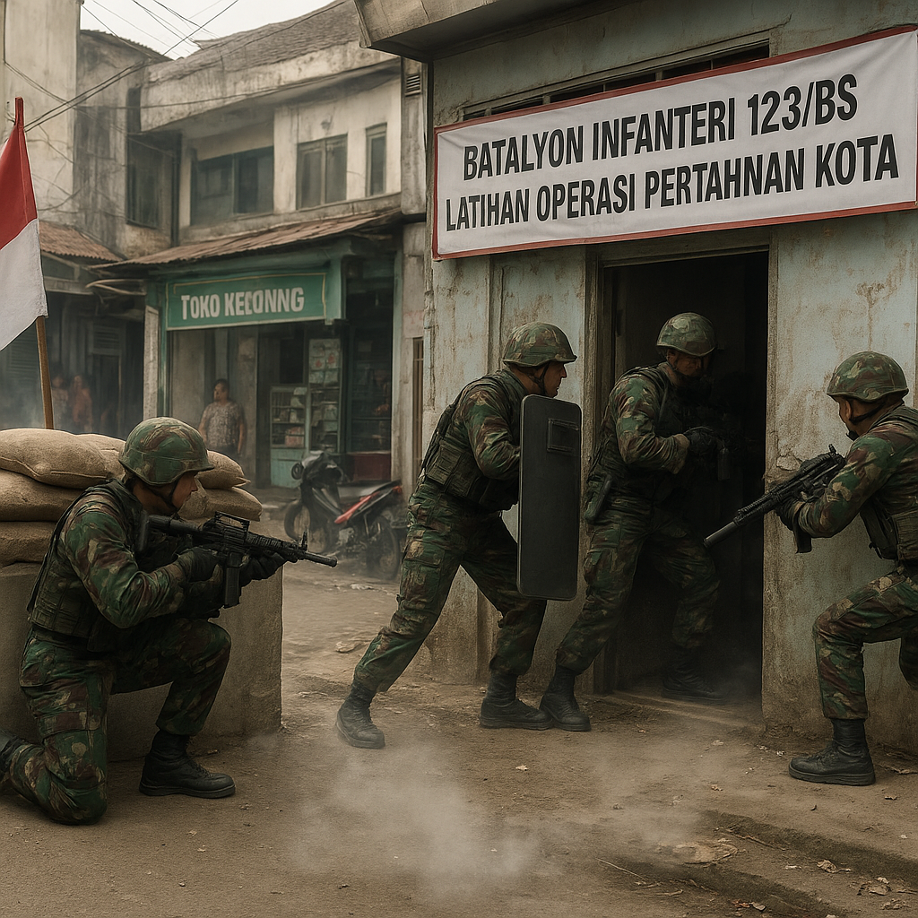 Batalyon Infanteri 123/BS Latihan Operasi Pertahanan Kota