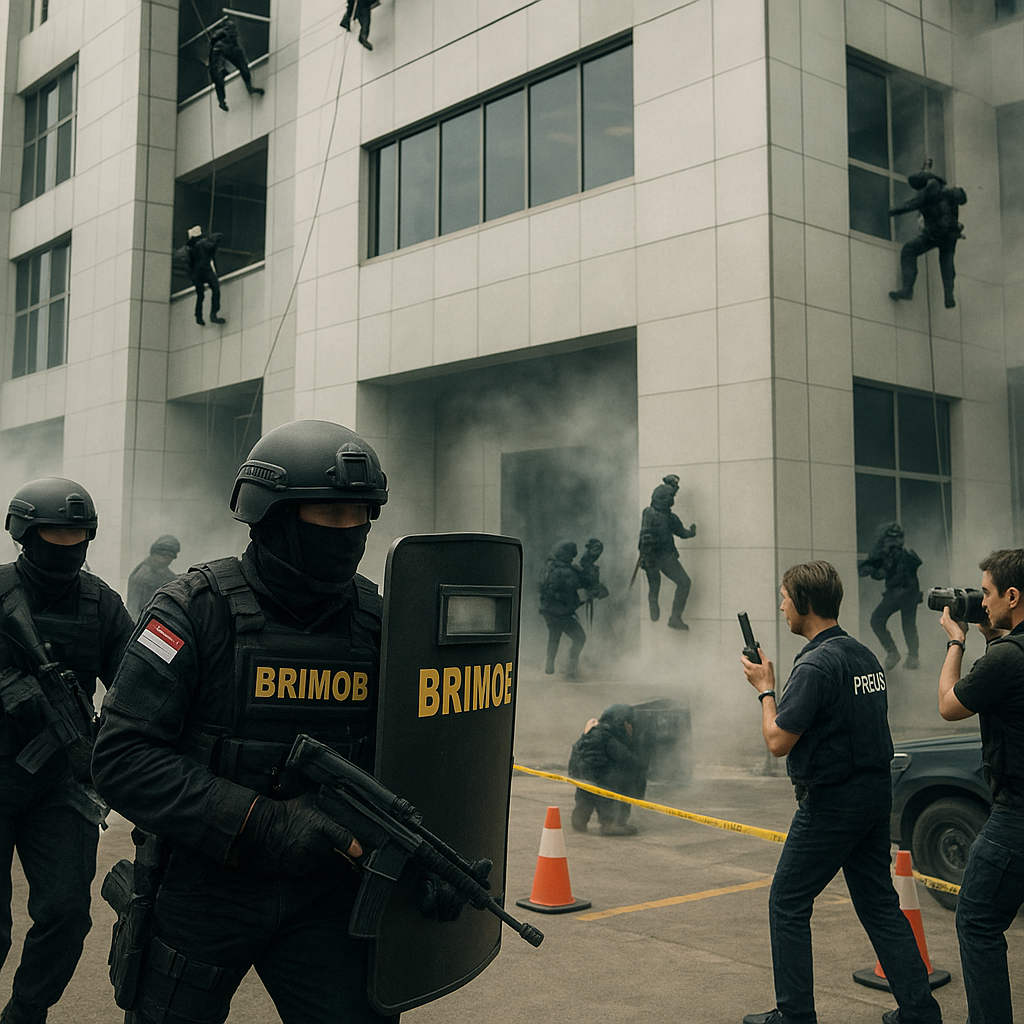 Satuan Brimob Polri Gelar Latihan Counter-Terrorism di Gedung Bertingkat