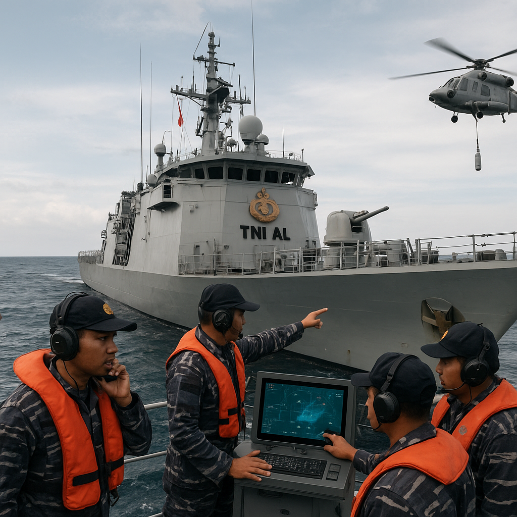 TNI AL Simulasi Operasi Anti-Submarine Warfare di Laut Natuna dengan Sonar Array