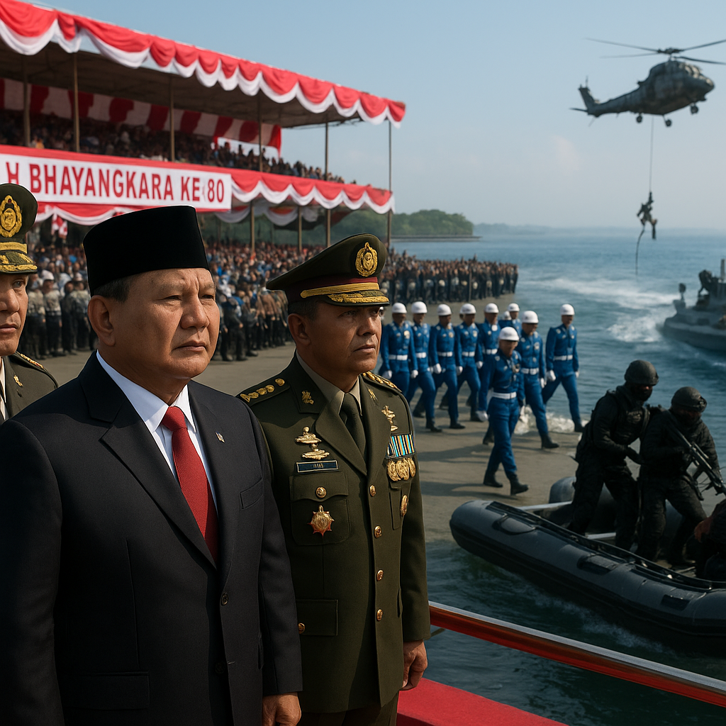 HUT Bhayangkara, Prabowo Saksikan Defile hingga Simulasi Pengamanan