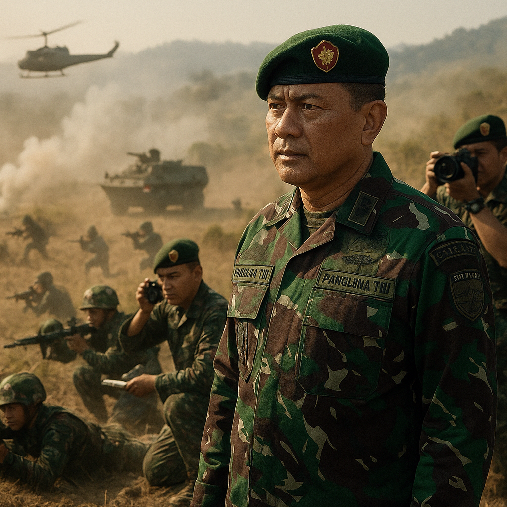Panglima TNI Tinjau Latihan Tempur Satgas Rajawali di Perbatasan
