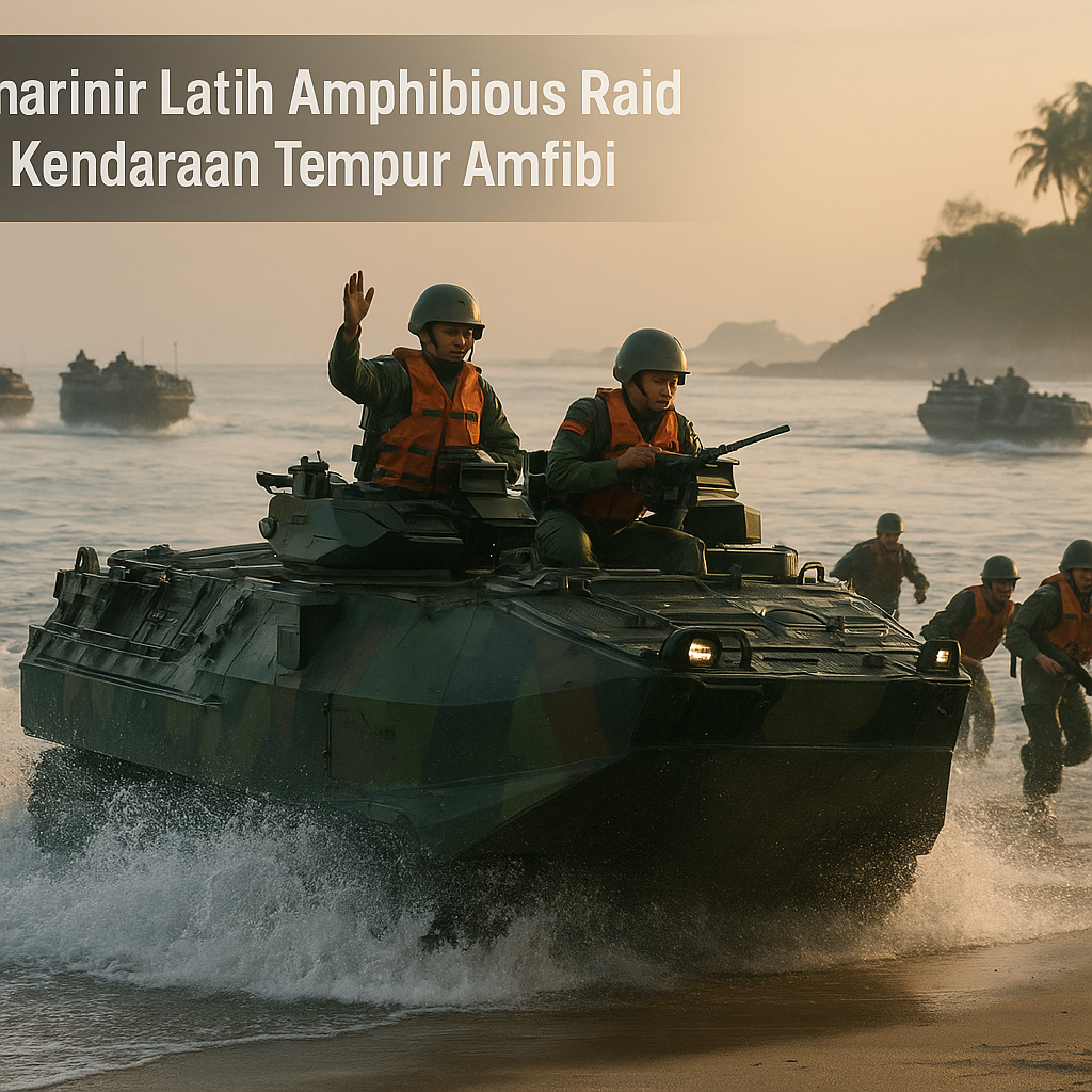 Korps Marinir Latih Amphibious Raid dengan Kendaraan Tempur Amfibi