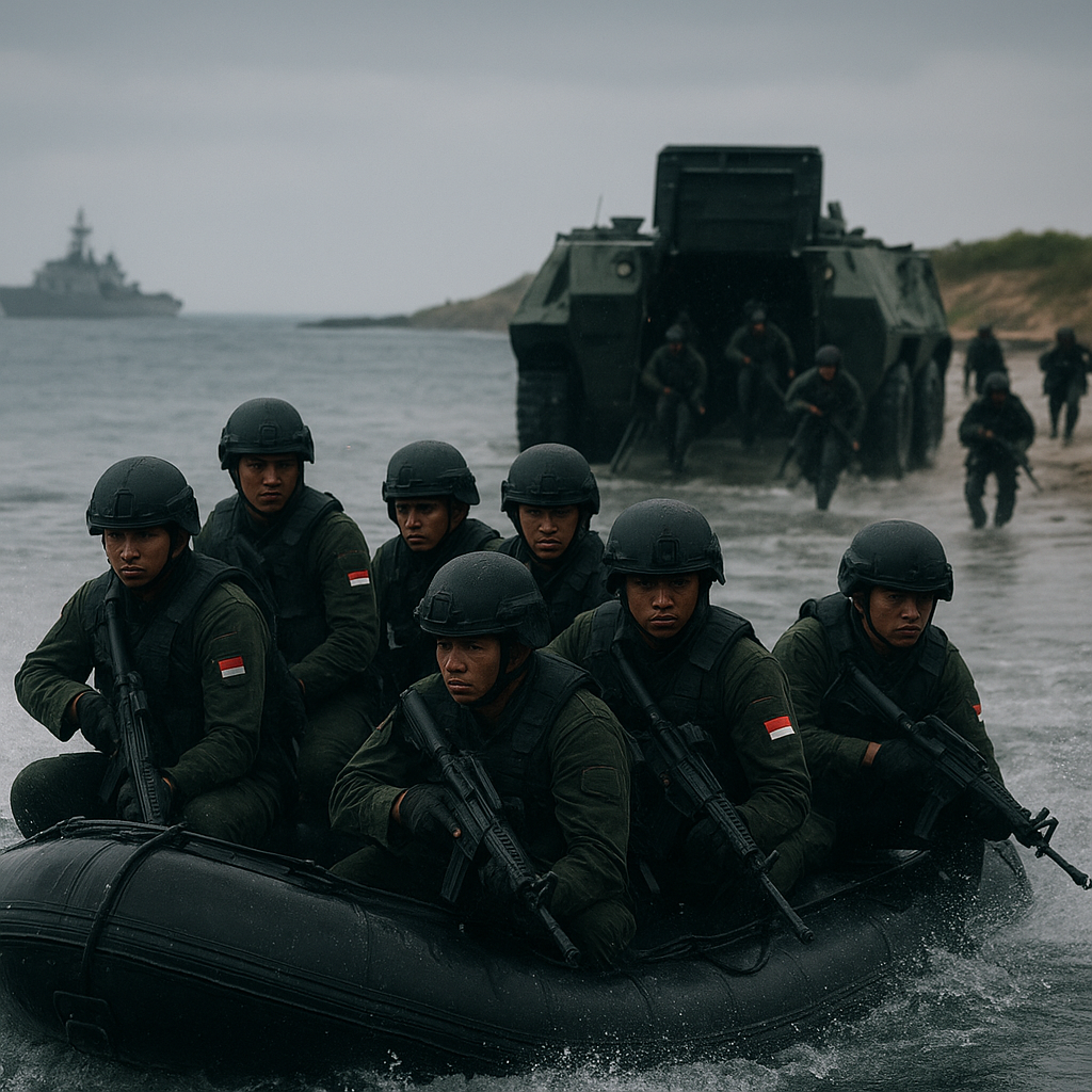 Satuan Bravo 90 Kopassus Latihan Infiltrasi Laut dengan Rubber Boat dan CRRC