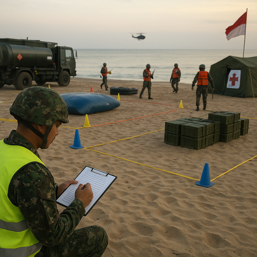 Pelatihan Bantuan Tempur Marinir: Prosedur Pendirian Titik Amunisi dan Bahan Bakar Maju di Medan Pantai